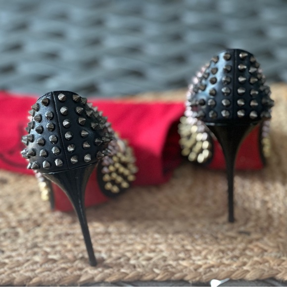 Authentic Christian Louboutin Black Heels with Gold Studs - Picture 3 of 7